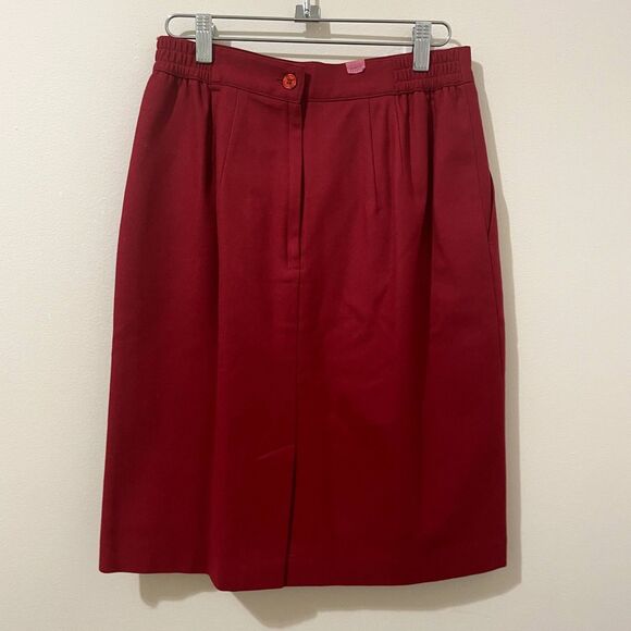 Sag Harbor Vintage Red Skirt 100% Wool Size 10 Petite - Picture 3 of 4